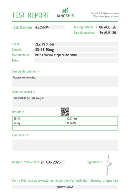 Laboratory report for SS-31, lot TASK-225604